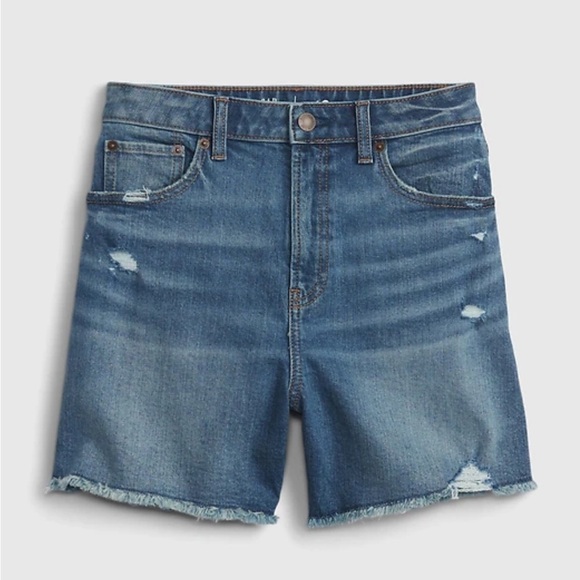 GAP Teen Sky High Rise 5” Denim Cut-Off Shorts 12 Medium Wash - Picture 1 of 7